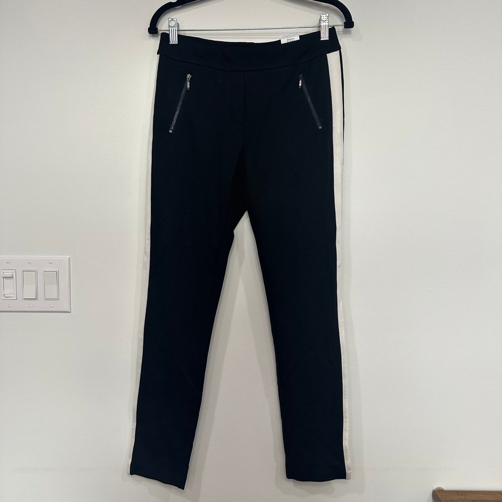 J Mclaughlin Larkin Pants 4 NWT $178 Stretch Skinny Stretch Zipper Tuxedo Stripe